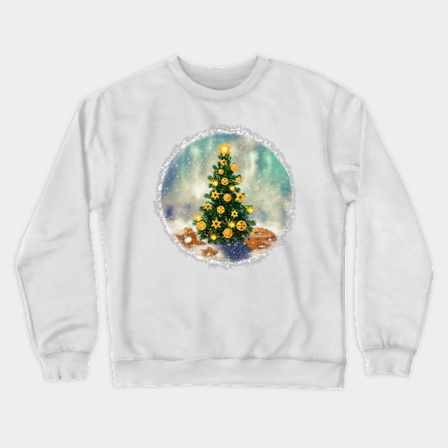 Steampunk Christmas Tree Crewneck Sweatshirt by Anastasiya Malakhova